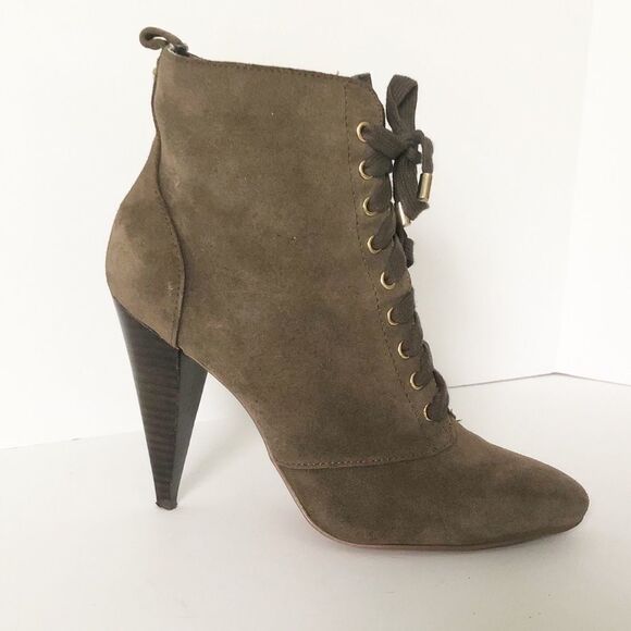 Betsey Johnson Army Green Lace up Suede Booties - Picture 1 of 8